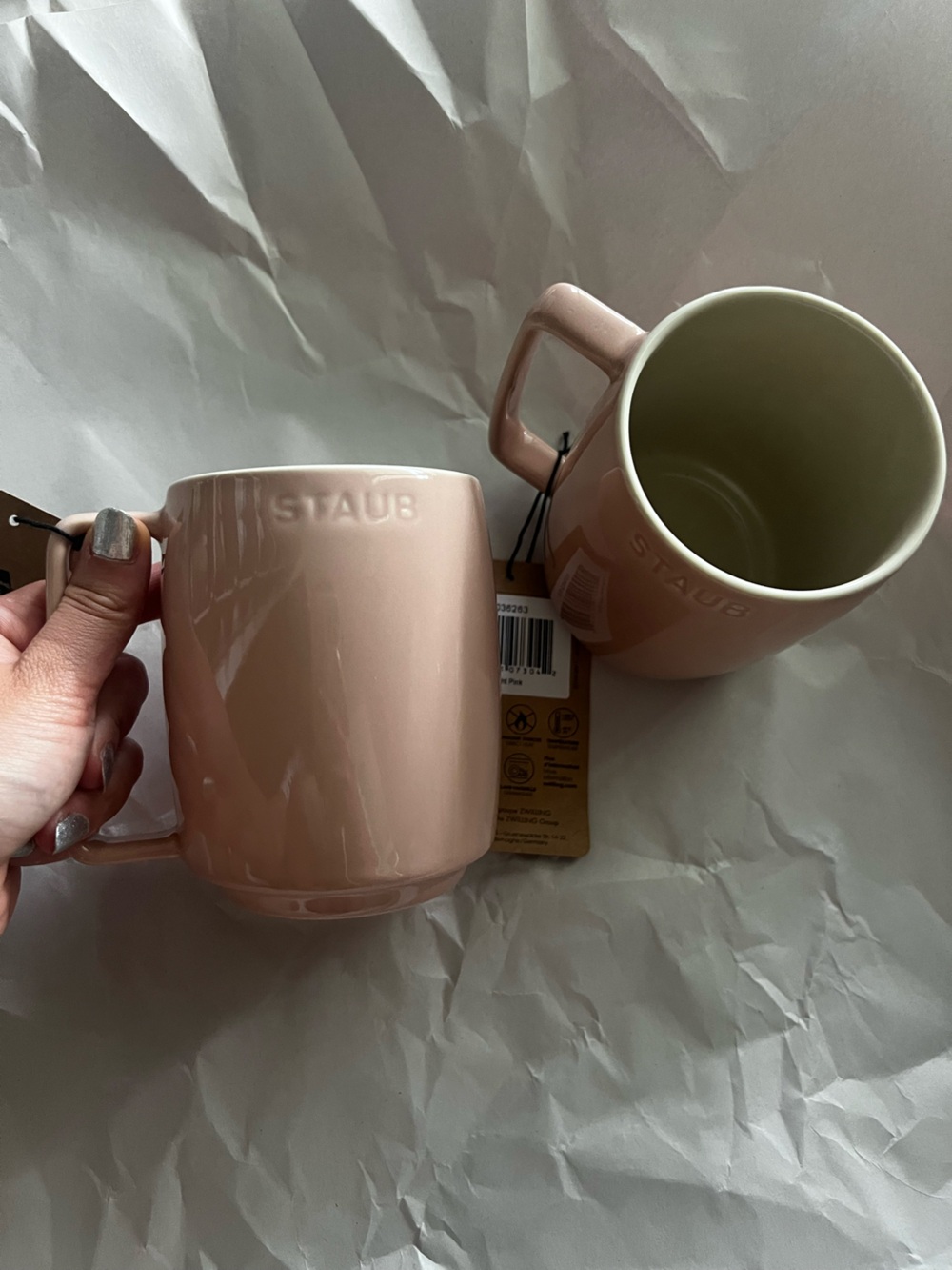 Set of 2 Staub Ceramic Coffee Tea Mug 475 mL/16 oz light pink *New With Tag* - Picture 6 of 6